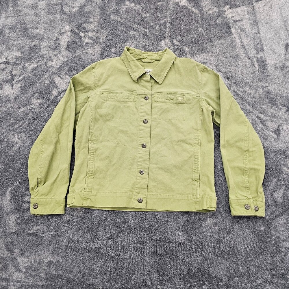 sorel jean jacket womens  large denim canvas green button front pockets casual